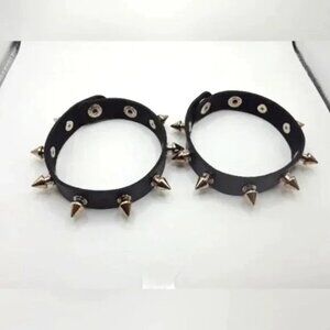 COPY - Goth Spike  vegan Leather Bracelets Set of 2 Unisex -Black-New